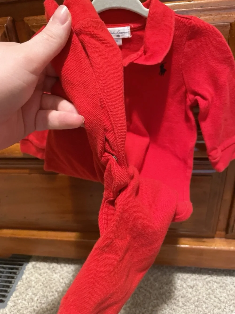 Ralph Lauren Bright Red Polo Footie One-Piece